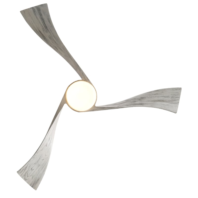 52" Solid Wood Noiseless 3-Blade Ceiling Fans with Dimmable LED Light Optional and Remote, 6-Speed Reversible DC Motor - Nickel with Grey Solid wood Blades/With lights