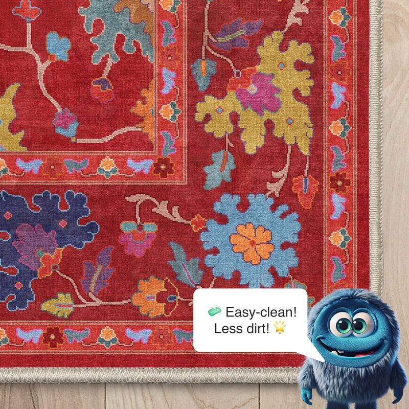Well Woven Ushak Bodrum Modern Vibrant Floral Flat-Weave Area Rug