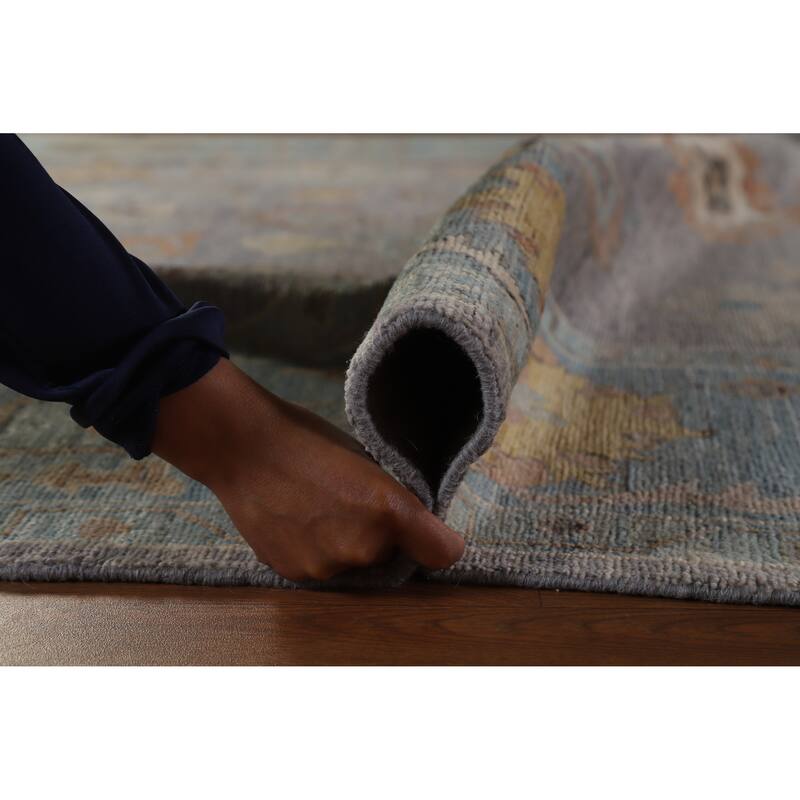 Hand Knotted Oriental 100% Wool Carpet Transitional All-Over Purples Oushak Area Rug - 9' 6'' X 8' 0''