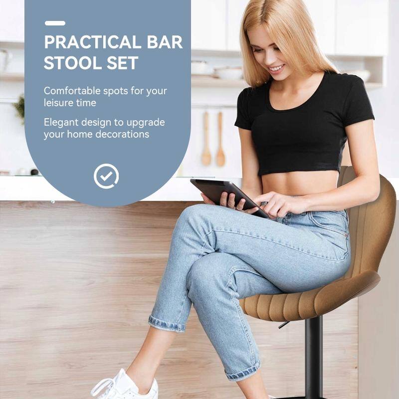 Bar Stools Set of 2 Modern Swivel Bar Chairs, Barstools Counter Height with High Backrest, Easy 3-5 Minute Assembly