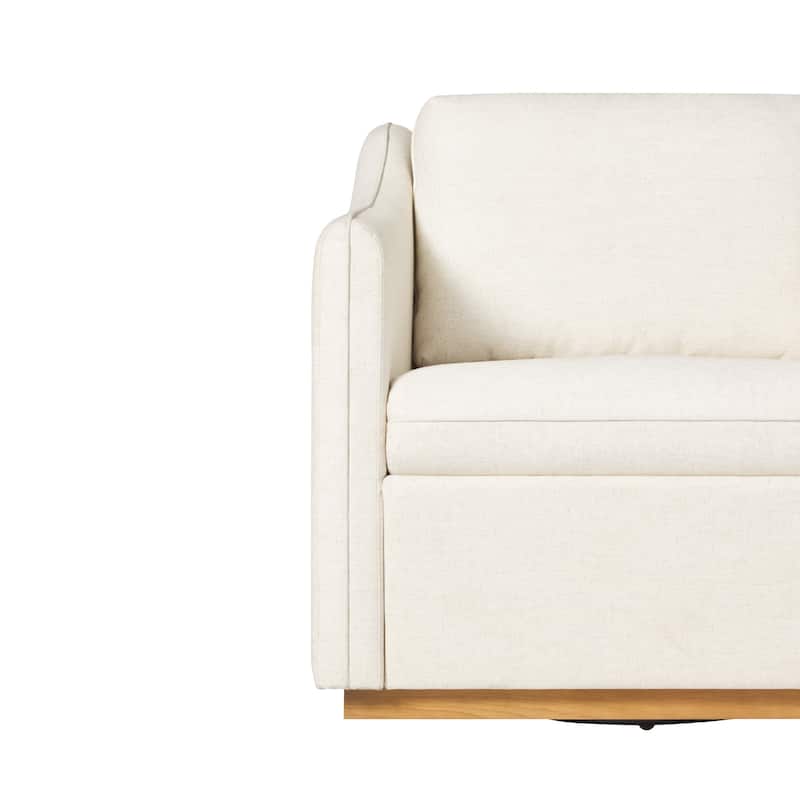 Walker Edison Modern Farmhouse Upholstered Linen Swivel Armchair