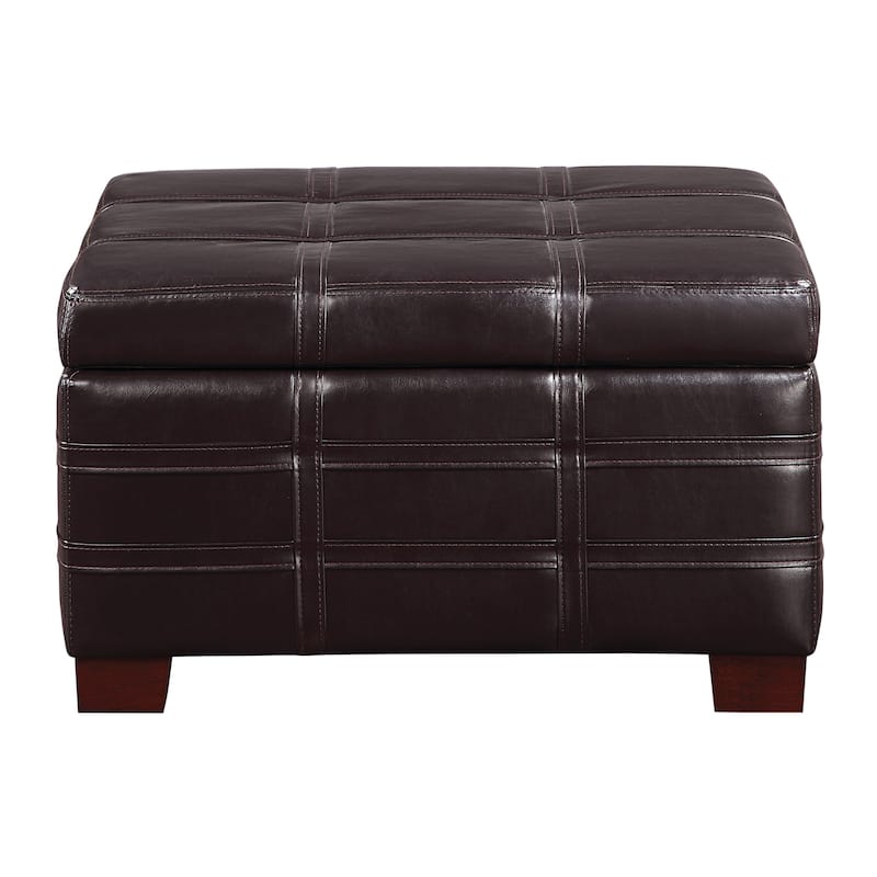 Detour Strap Square Storage Ottoman in Faux Leather