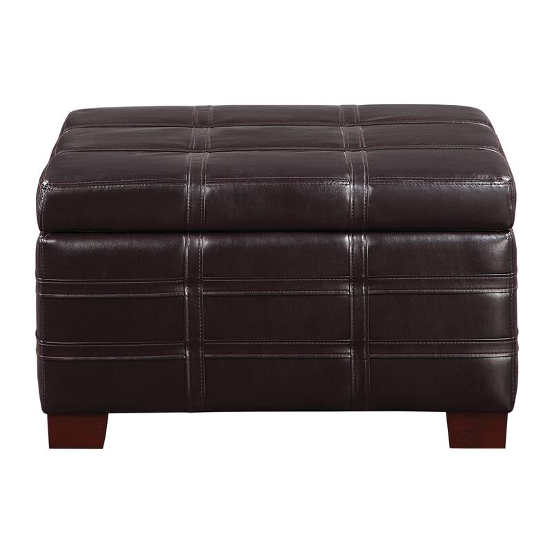 Detour Strap Square Storage Ottoman in Faux Leather