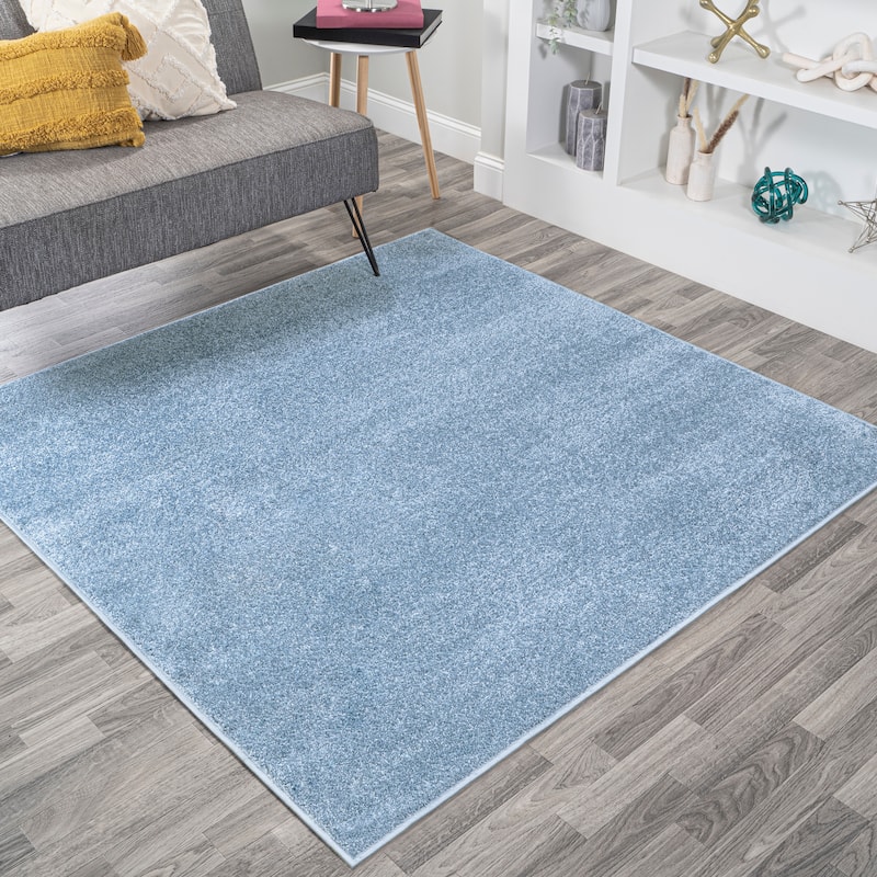 JONATHAN Y Tumbling Solid Low-Pile Area Rug - 7' Square - Classic Blue