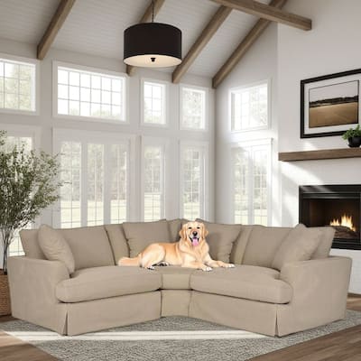 Ciara Modern Upholstered L-Shaped 3 Piece Modular Sectional Sofa Couch with Slipcover