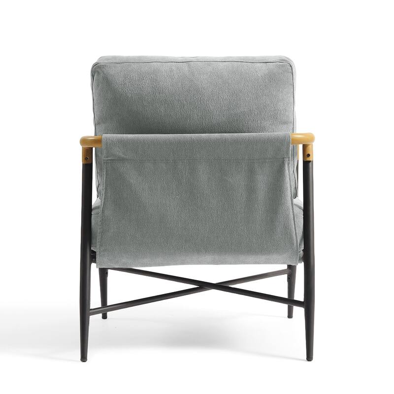Industrial Upholstered Accent Chair Club Chair with Metal Frame