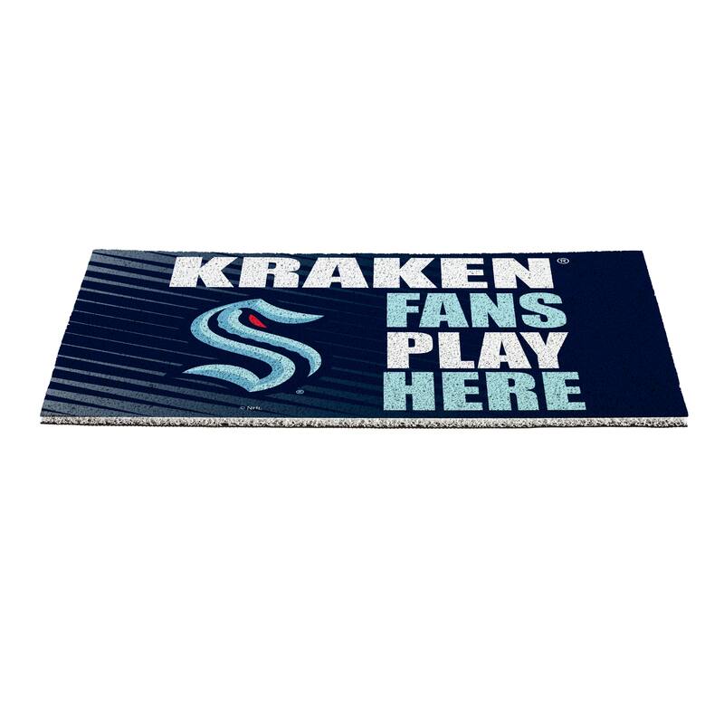 28 in. x 16 in. Seattle Kraken "Fans Play Here" PVC Door Mat