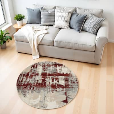 Gisuq Power Loomed Geometric Abstract Modern Stain Resistant Area Rug By HomeRoots - 46' X '46' X '0.5