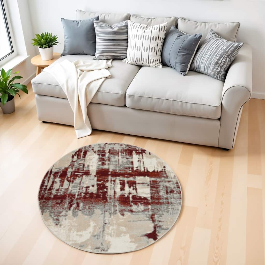 Gisuq Power Loomed Geometric Abstract Modern Stain Resistant Area Rug By HomeRoots - 46' X '46' X '0.5