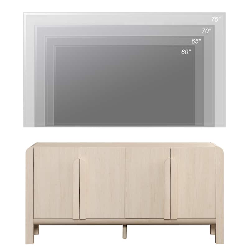 WAMPAT 63" Modern TV Stand With Storage, Entertainment Center With Adjustable Shelves,Wooden TV Console With 4 Doors