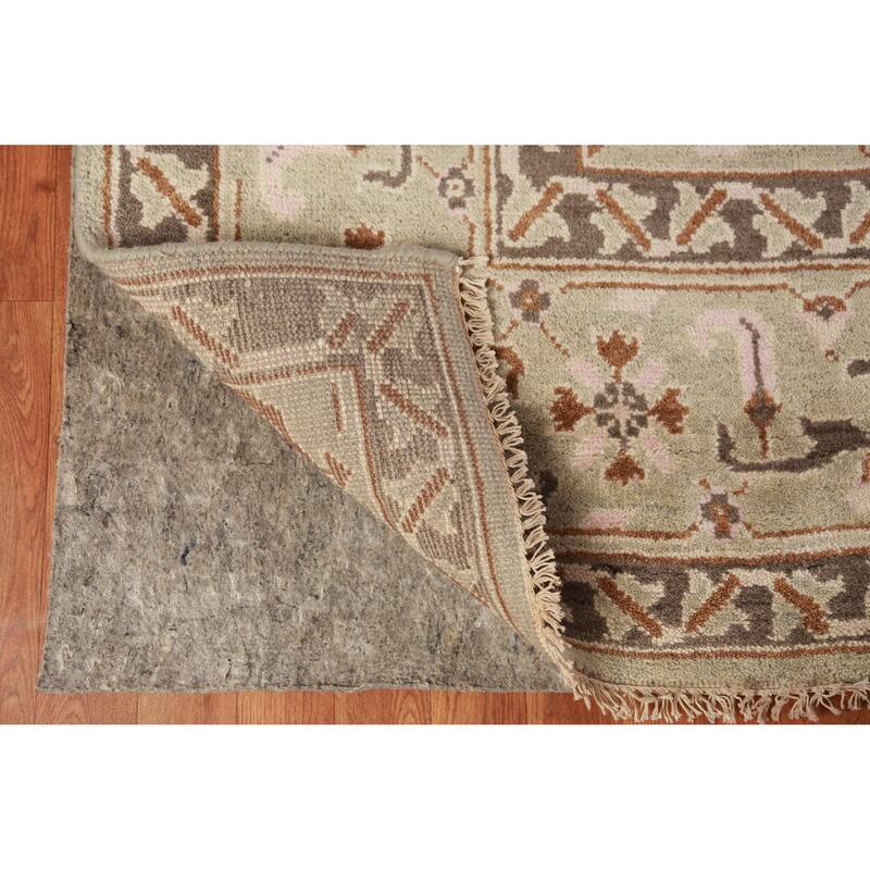 All-Over Light Green Oushak Indian Area Rug Handmade Wool Carpet - 9'1" x 11'10"