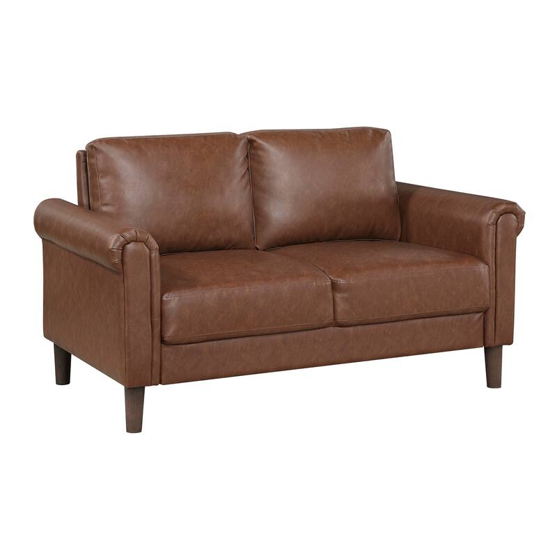 Fremont & Park Frances Faux Leather 3-Piece Living Room Set - Brown Finish Feet