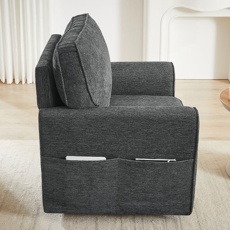 360° Swivel Chair Accent Barrel Armchair Swivel Sofa Chair with Side Pockets