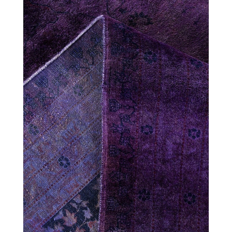 Overton Handknotted Wool Vintage Inspired Contemporary Overdyed Purple Area Rug - 12' 5" x 12' 1"