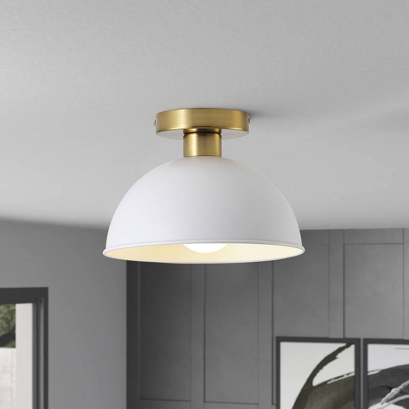 Modern Brushed Gold Semi Flush Mount Ceiling Light for Hallway Stairway Foyer