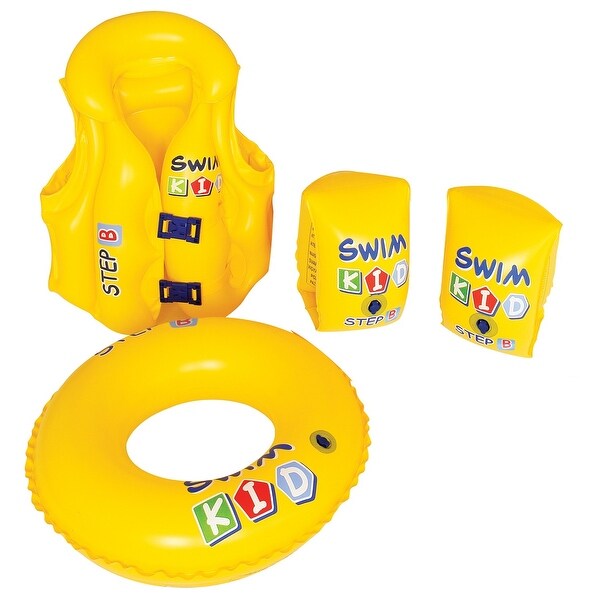 4-Piece Inflatable Yellow Swim Kid Children's Swimming Pool Float Learning Set