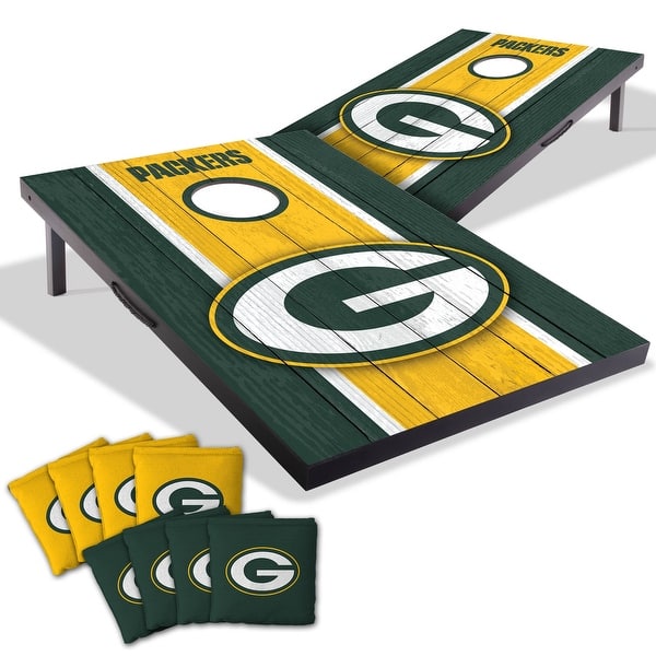 slide 2 of 7, Green Bay Packers NFL Compact 2x3 Tailgate Cornhole Board Set Include Carrying Case