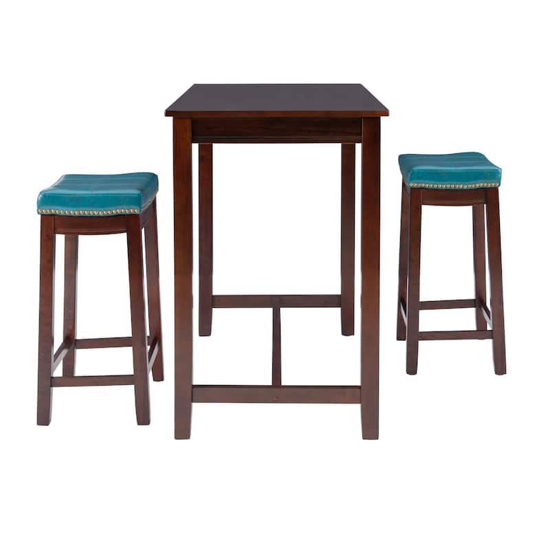 3-Piece Counter Table and Stools - 47.25" - Brown and Blue