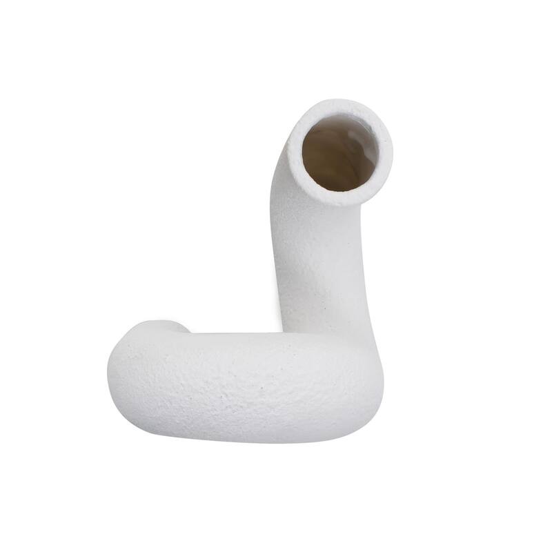 White Abstract Curved Tube Vase Tall