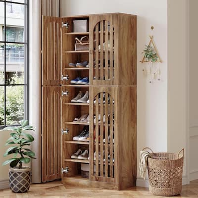 Shoe Storage Cabinet with Doors and Shelves, 27-36 Pairs Shoe Organizer Rack