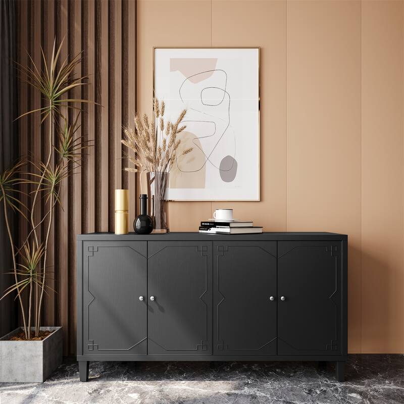 Accent Cabinet 4 Door Wooden Cabinet Sideboard Buffet Server Cabinet