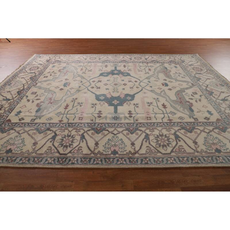 Oushak Oriental Area Rug Handmade Floral Wool Carpet - 9'0" x 11'9"