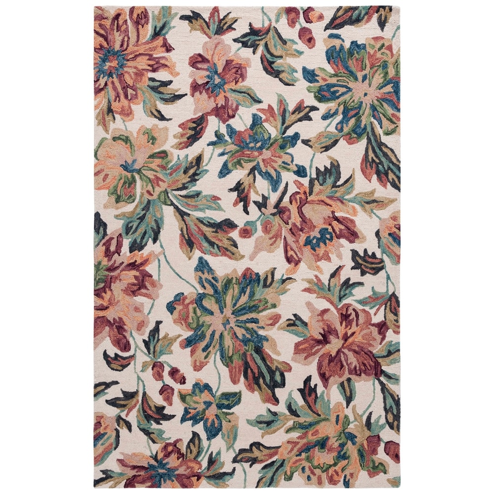 SAFAVIEH Handmade Blossom Roselotte French Country Floral Wool Rug