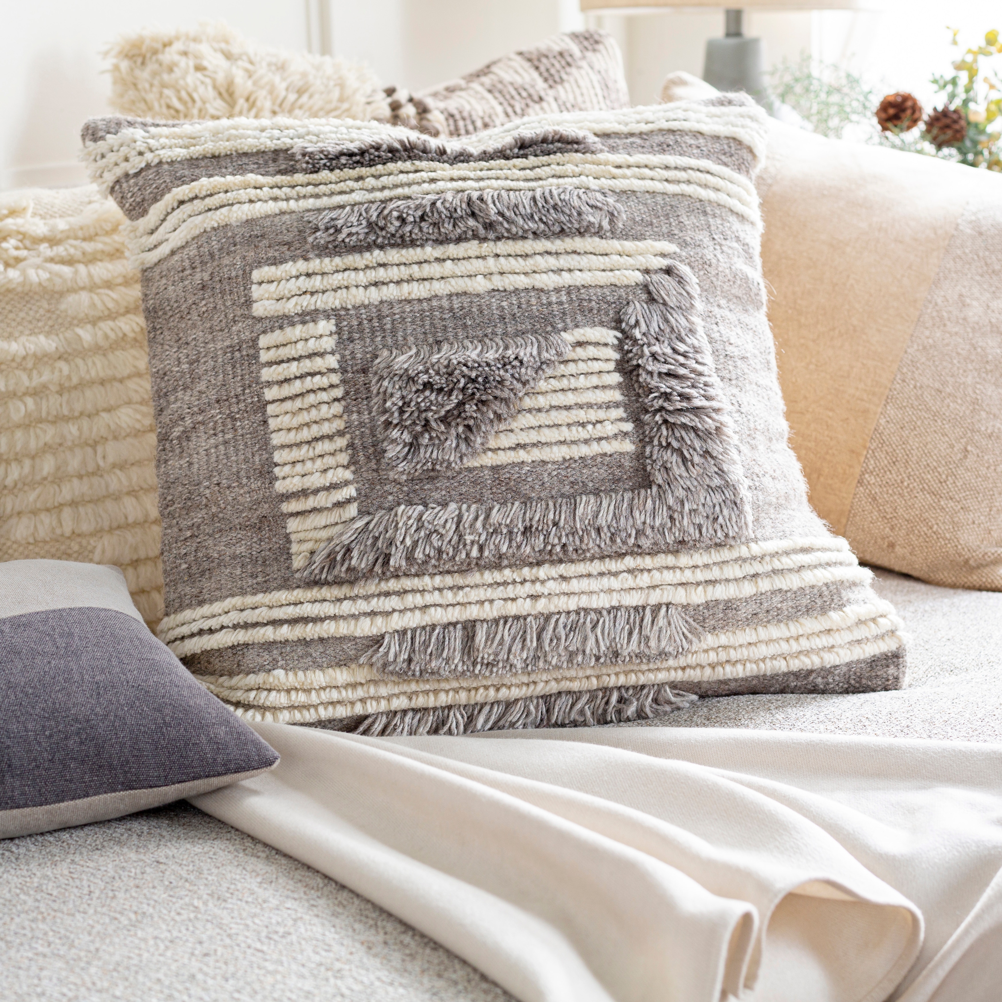 Vragi Modern Hand Knotted Throw Pillow