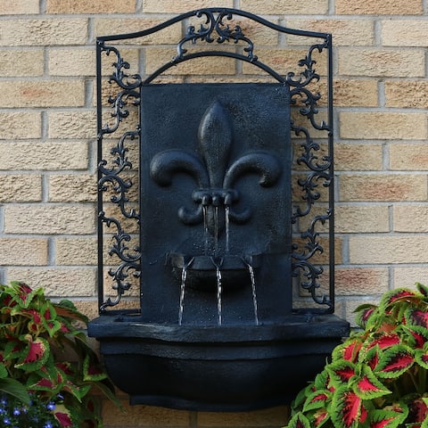 Sunnydaze French Lily Electric Outdoor Wall Water Fountain - Lead Finish