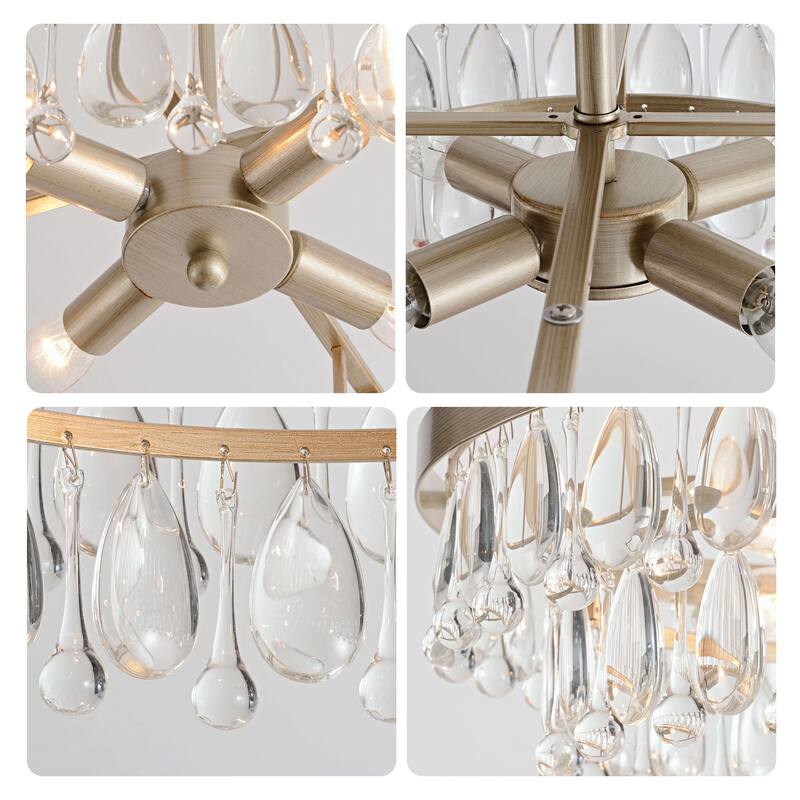 Viviana 4-light Crystal Teardrop Round Chandelier