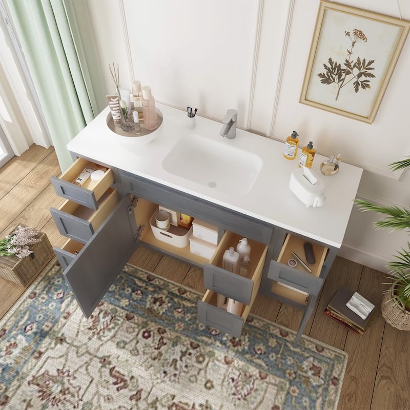 Vanity Art 60" Oak Freestanding Bathroom Vanity Cabinet without Top