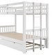 preview thumbnail 7 of 17, Twin Over Pull-Out Bunk Bed with Trundle, Solid Wood Twin Over Twin/Double Twin Bunk Bed with Ladder and Full-Length Guardrail