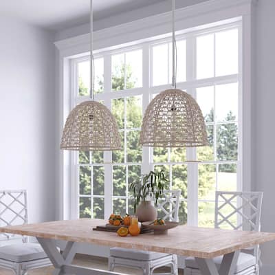 Natural Rattan Handwoven Dome Pendant Light by East at Main