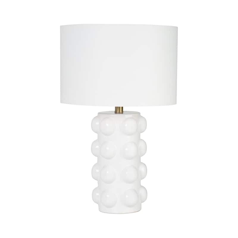 Sagebrook Home Neutral Textured Ceramic 22" Bubble Table Lamp, White , Cylinder - 14" x 14" x 22"