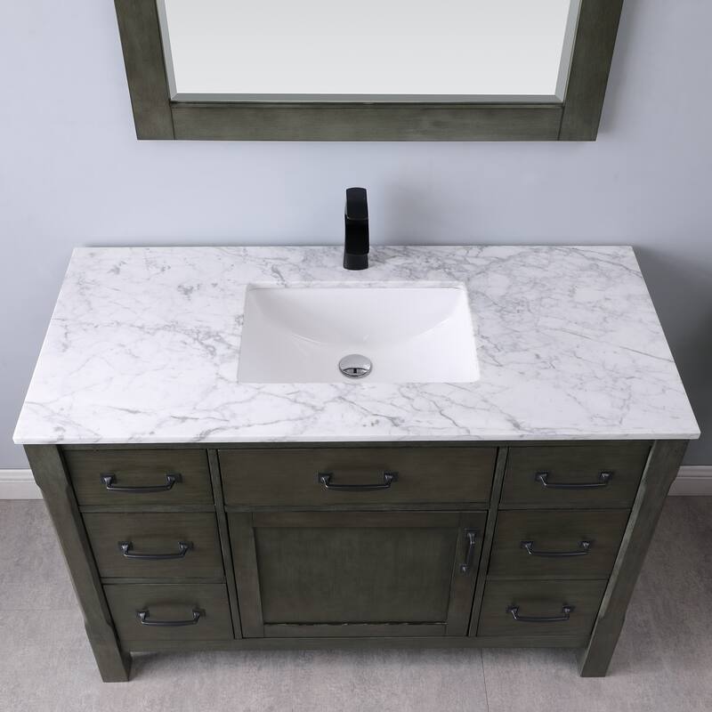 Altair Maribella Single Bathroom Vanity Set and Carrara White Countertop without Mirror