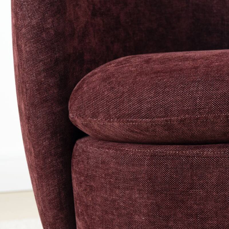 Modern Upholstered Swivel Barrel Accent Chair with Curved Back