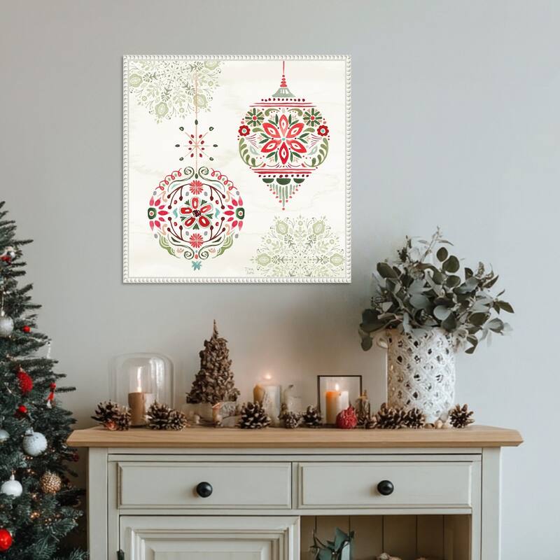 Festive Season VI by Dina June (22 x 22 in.), Framed Canvas Wall Art Print - Sylvie Beaded White
