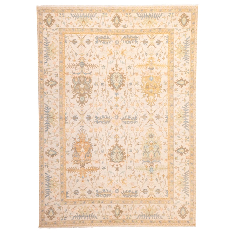 ECARPETGALLERY Hand-knotted Modern Oushak Ivory Wool Rug - 10'3 x 13'11