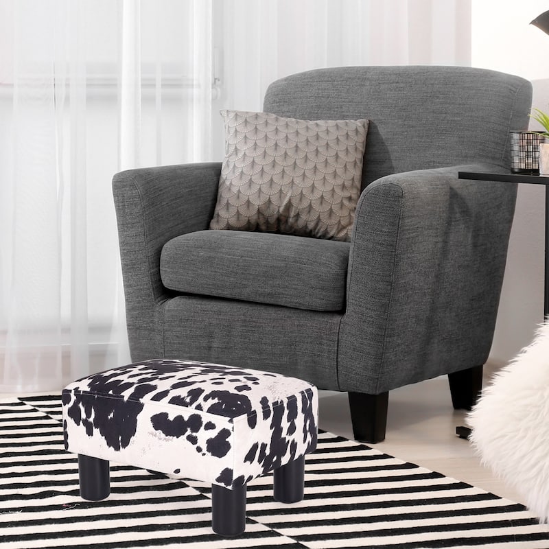 Adeco Faux Leather Ottoman Foot Rest Stool Square Padded Seat Ottoman