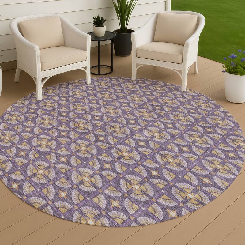 Machine Washable Indoor/ Outdoor Modern Roeland Chantille Rug - Purple - 8' x 8'