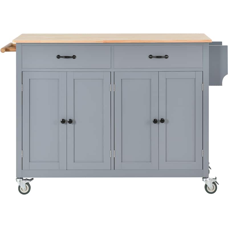 Kitchen Island Cart with Solid Wood Top