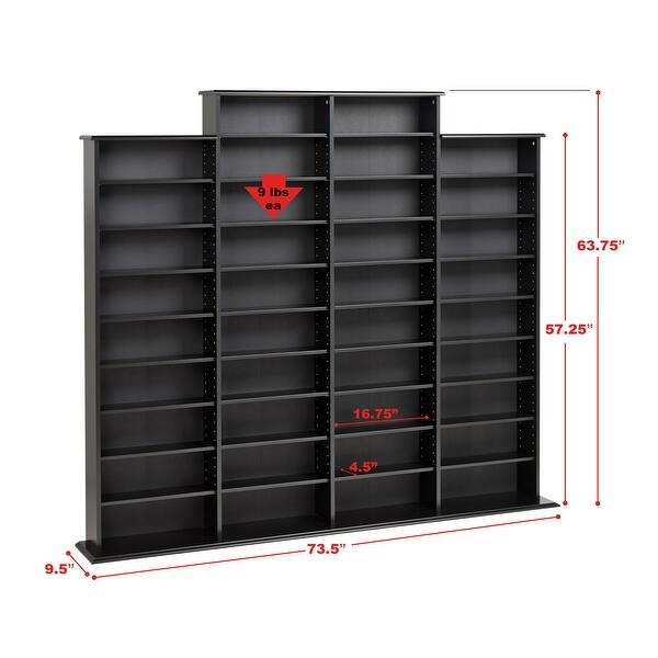 Quad Media Storage - 73.5" W x 63.75" H x 9.5" D