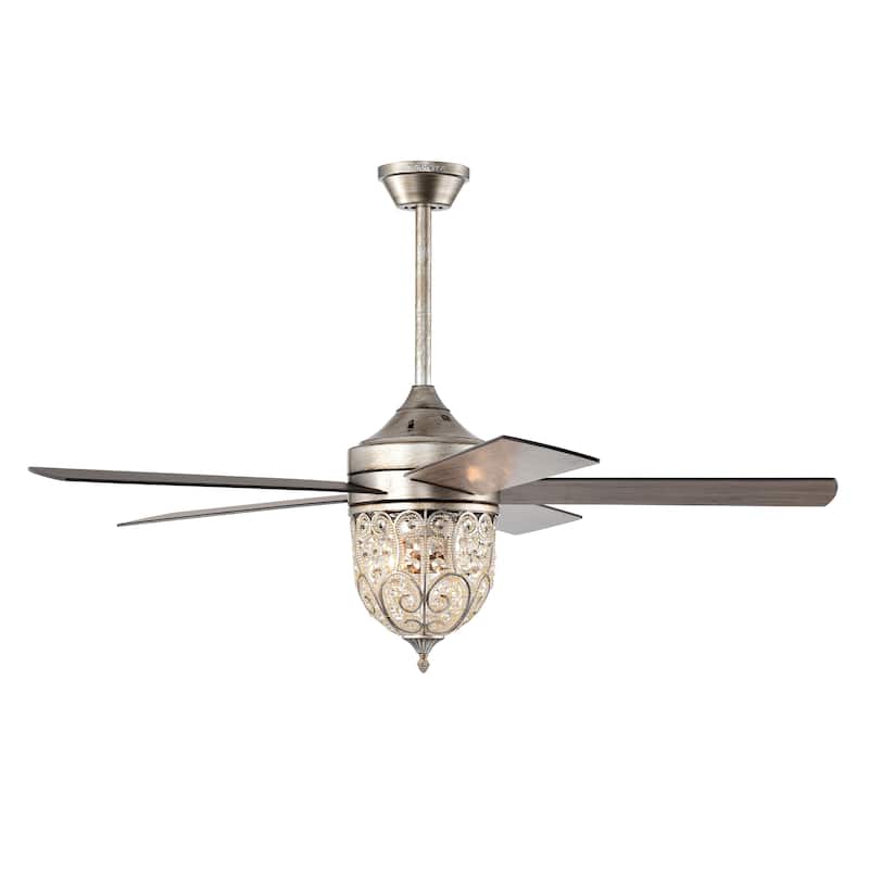 Jaxen 52 Inch Antique Bronze Crystal Ceiling Fan 2 Light with Remote