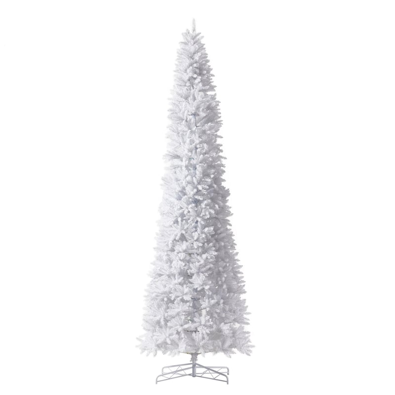 13ft. Slim White Artificial Christmas Tree with 1350 Warm White LED Lights and 3924 Branches - Towering X-Mas Elegance