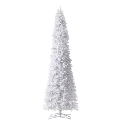 13ft. Slim White Artificial Christmas Tree with 1350 Warm White LED Lights and 3924 Branches - Towering X-Mas Elegance