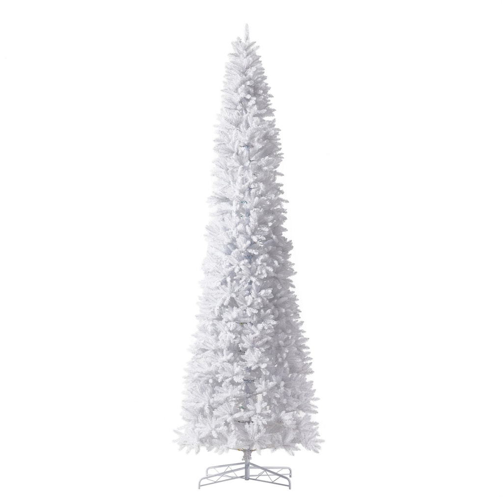 13ft. Slim White Artificial Christmas Tree with 1350 Warm White LED Lights and 3924 Branches - Towering X-Mas Elegance