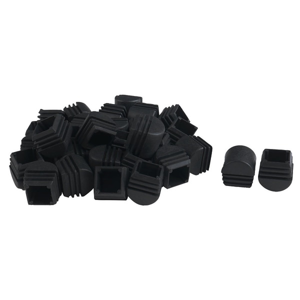 50pcs 25 x 25mm Plastic Domed Square Ribbed Tube Inserts End Cover Caps