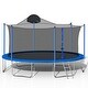 preview thumbnail 8 of 15, Trampoline for Adults & Kids with Basketball Hoop, Outdoor Trampolines w/Ladder & Safety Enclosure Net for Kids & adults Blue+Green