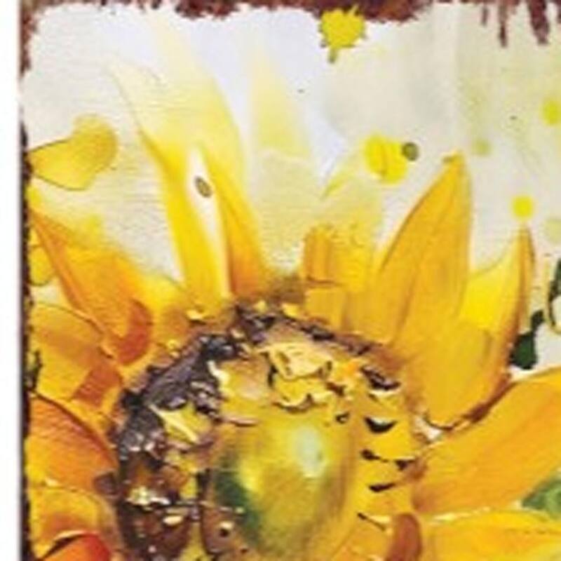 HomeRoots 36" Brown Green And Yellow Solid Wood Sunflowers Porch Sign