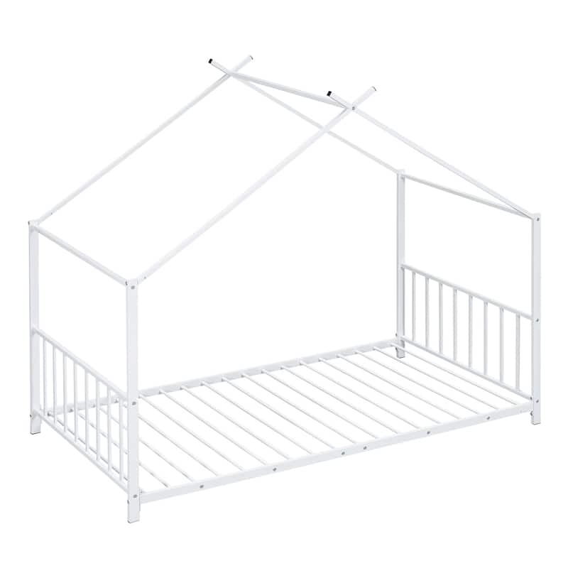 Twin Size Metal House Platform Bed with Legs